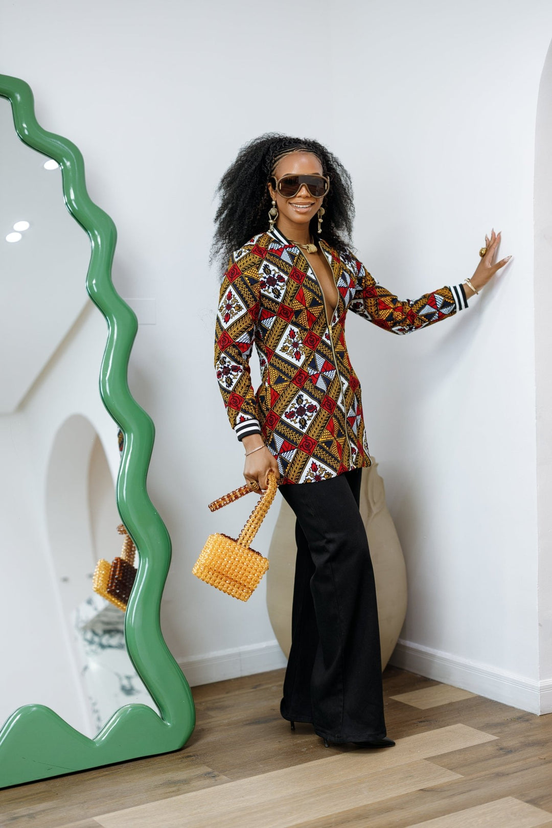 VIVIAN AFRICAN PRINT QUILTED BOMBER JACKET [MULTICOLOR] - Especially Yours