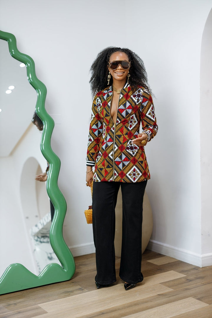 VIVIAN AFRICAN PRINT QUILTED BOMBER JACKET [MULTICOLOR] - Especially Yours