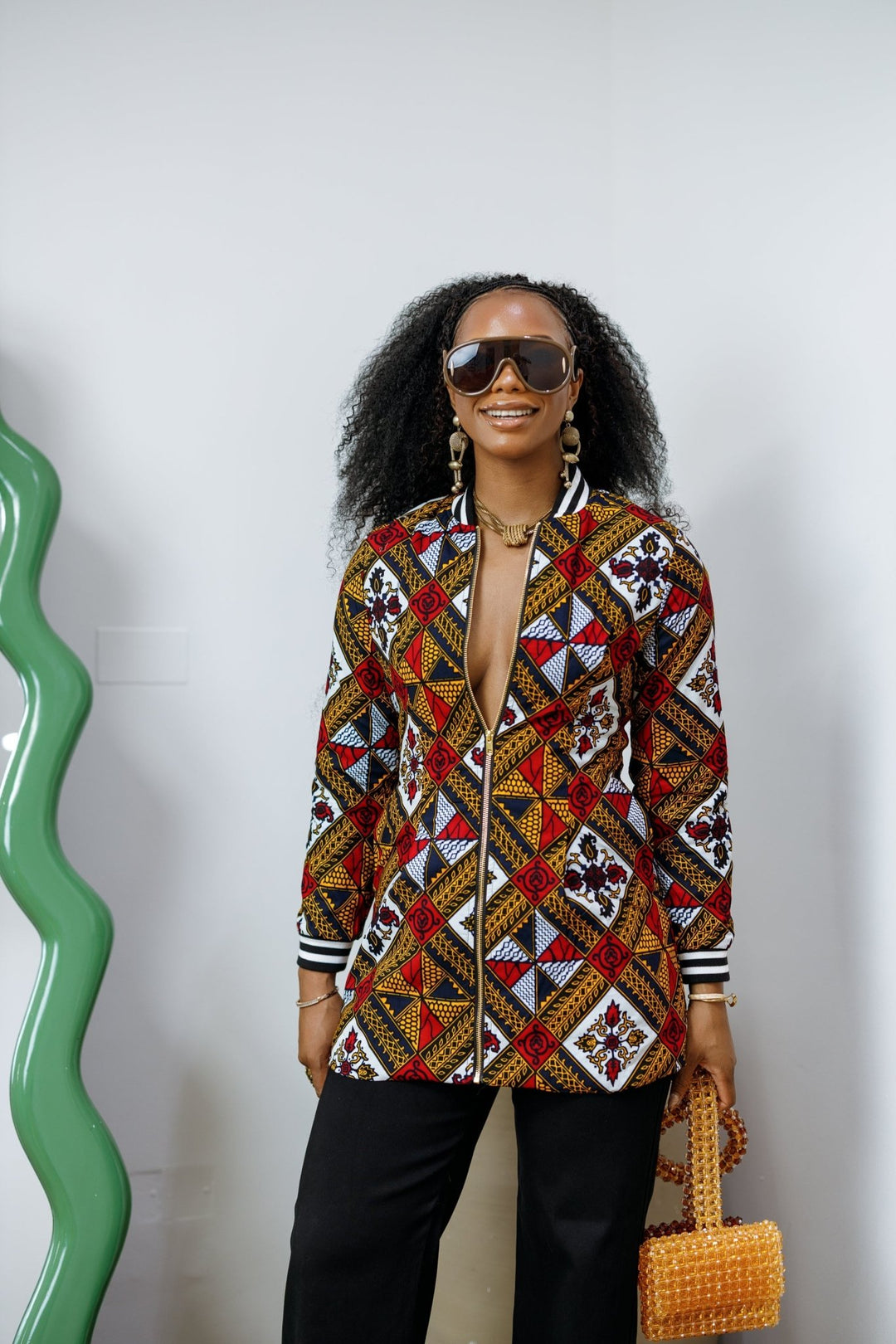VIVIAN AFRICAN PRINT QUILTED BOMBER JACKET [MULTICOLOR] - Especially Yours