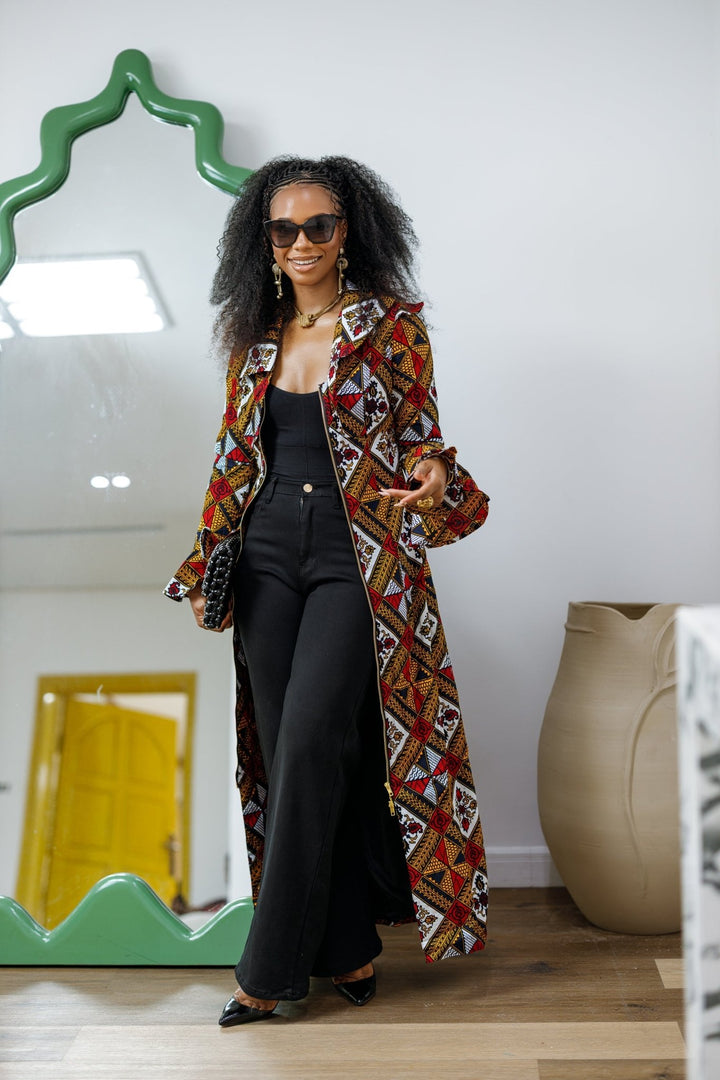 KAZI AFRICAN PRINT LONGLINE JACKET/DRESS [MULTICOLOR] - Especially Yours