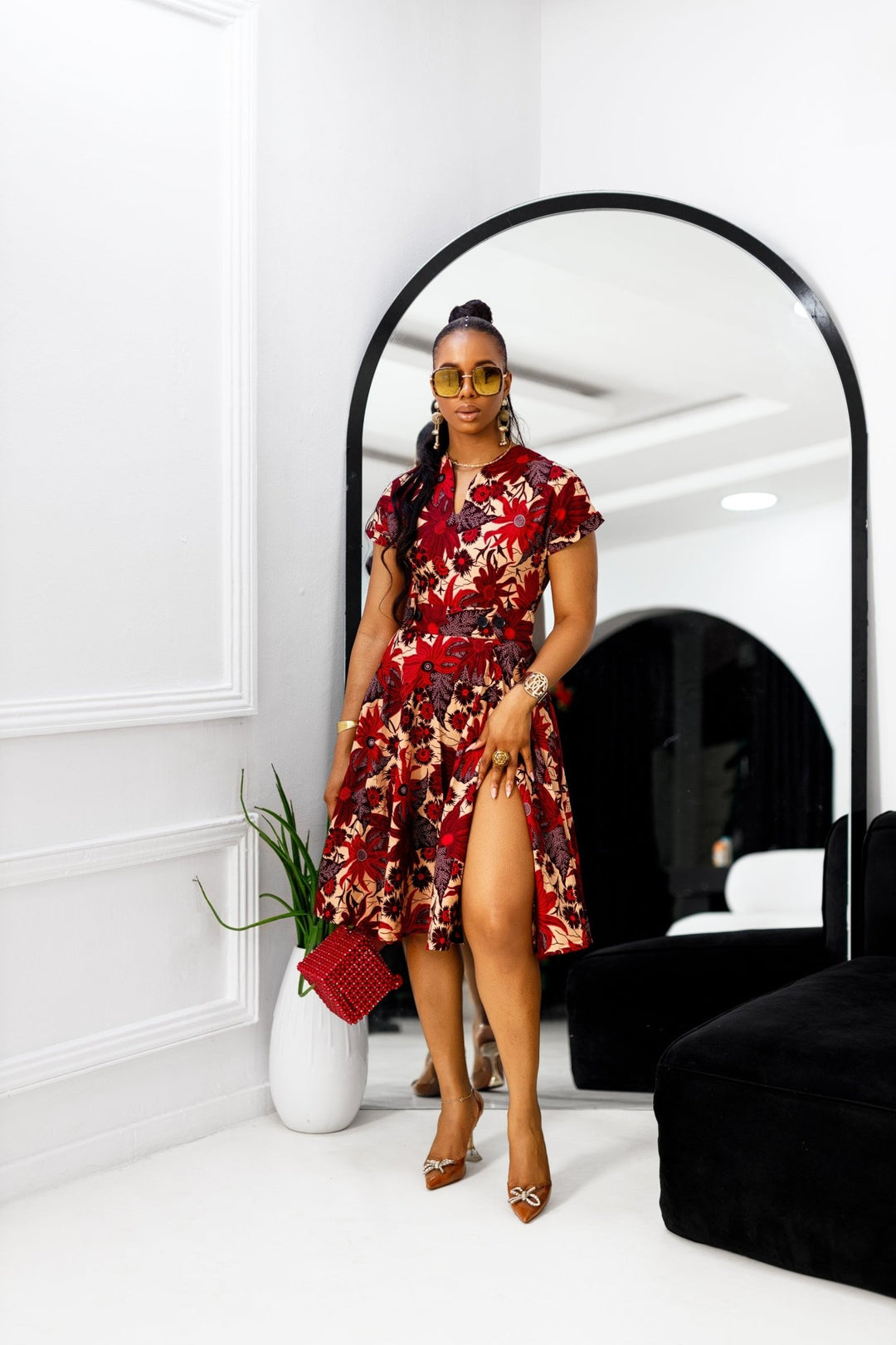 GINA AFRICAN PRINT DRESS [RED] - Especially Yours