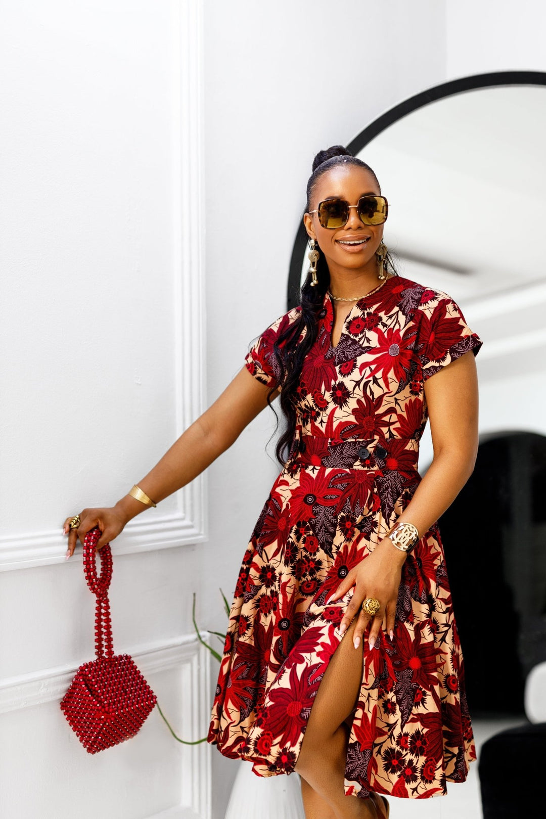 GINA AFRICAN PRINT DRESS [RED] - Especially Yours