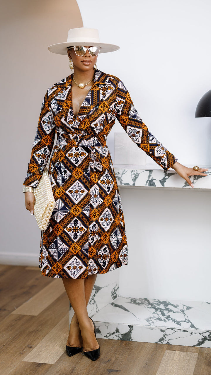 MORAYO AFRICAN PRINT TRENCH COAT DRESS [MULTICOLOR]