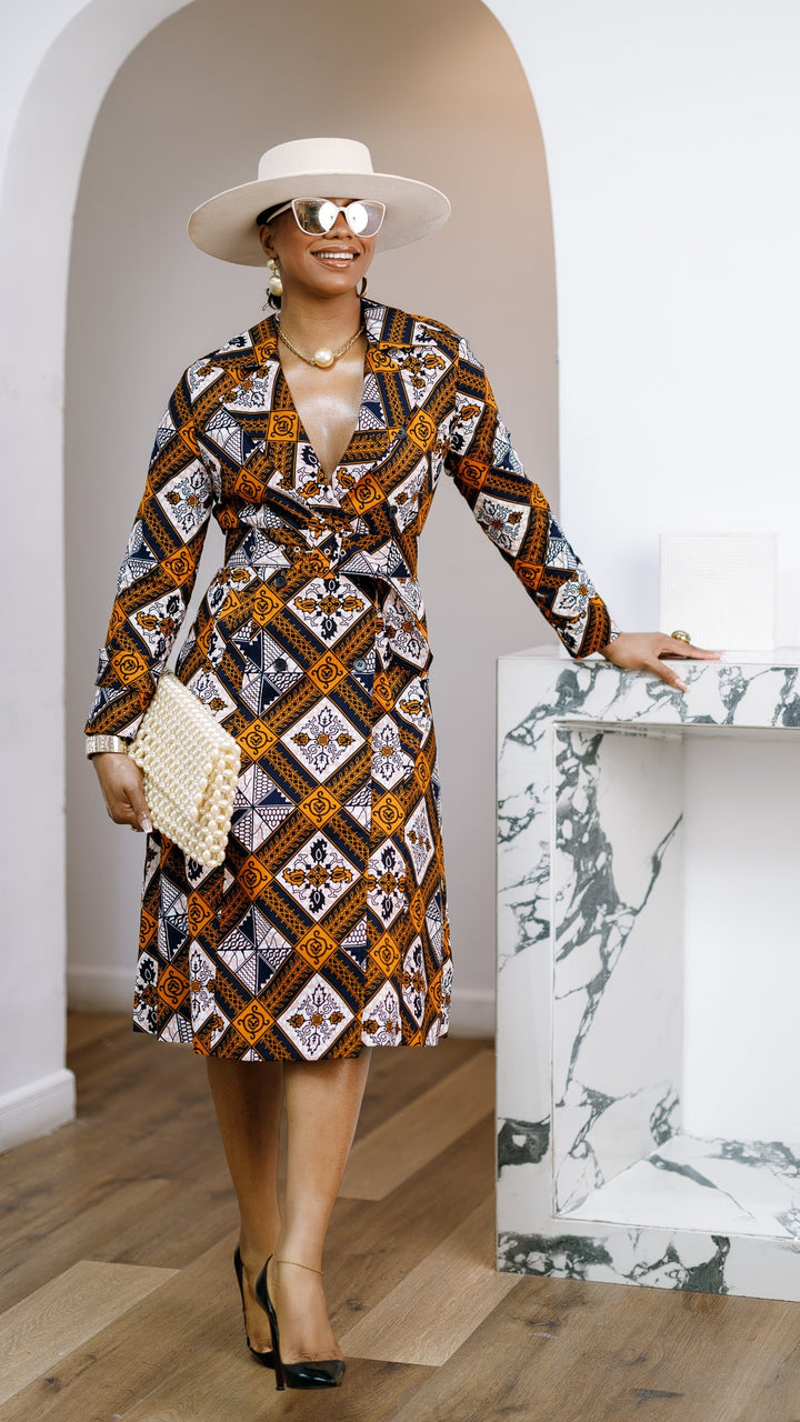 MORAYO AFRICAN PRINT TRENCH COAT DRESS [MULTICOLOR]