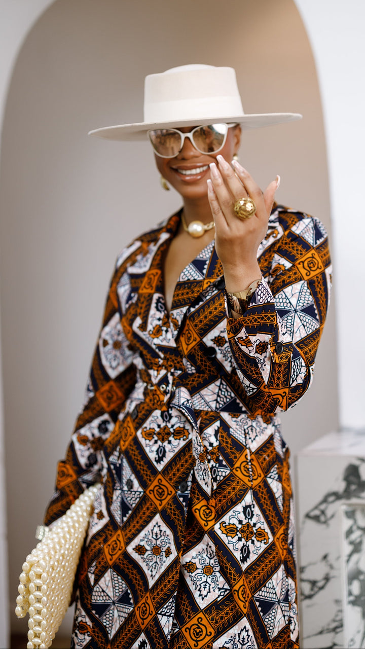 MORAYO AFRICAN PRINT TRENCH COAT DRESS [MULTICOLOR]