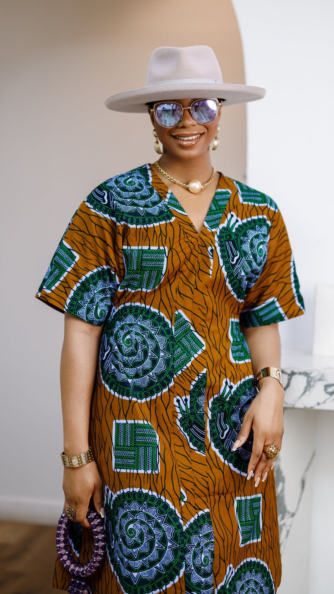 FIFI AFRICAN PRINT CINCHED-WAIST SHIFT DRESS [MULTICOLOR]