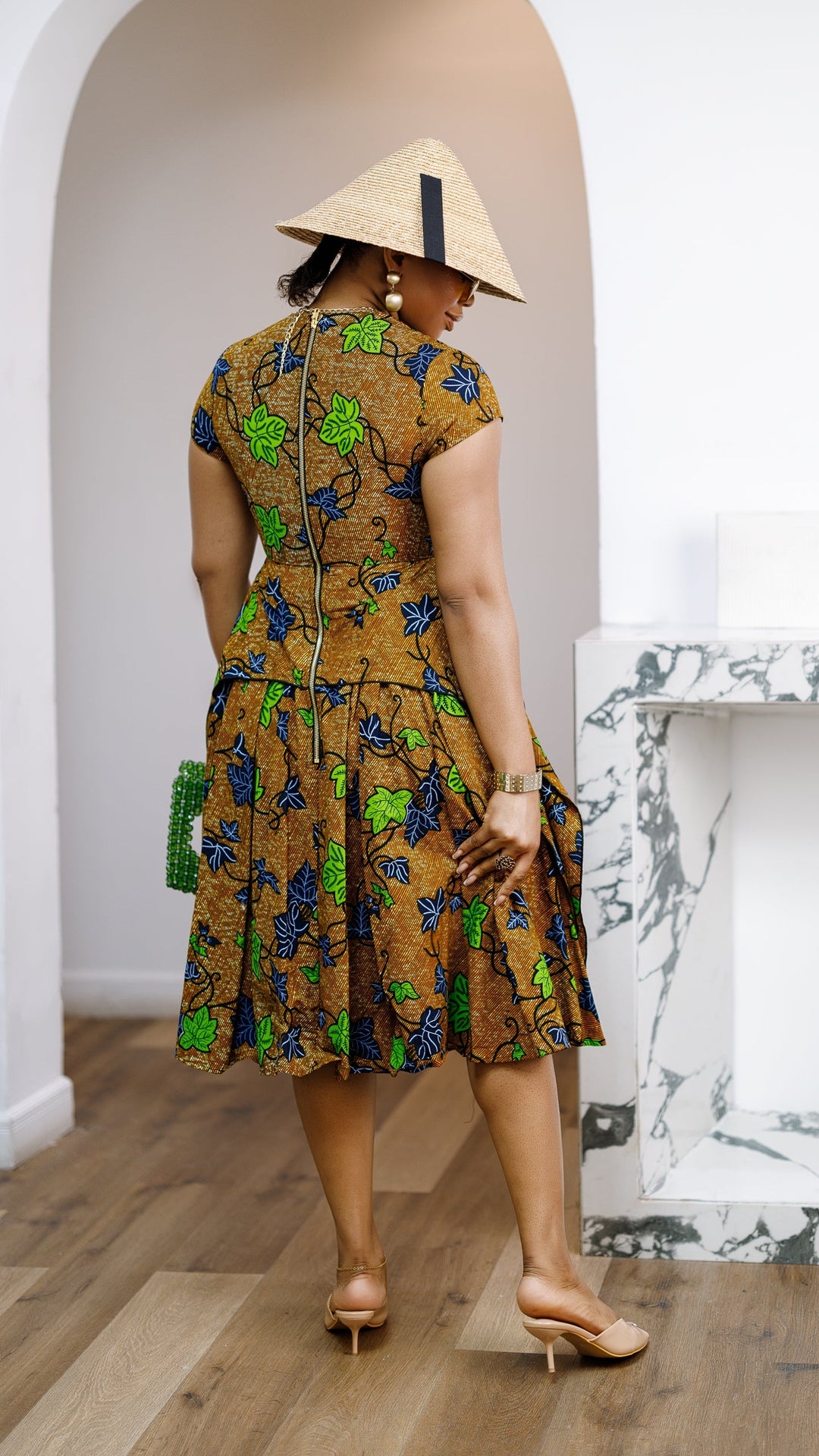 ADESEWA AFRICAN PRINT PEPLUM MIDI DRESS