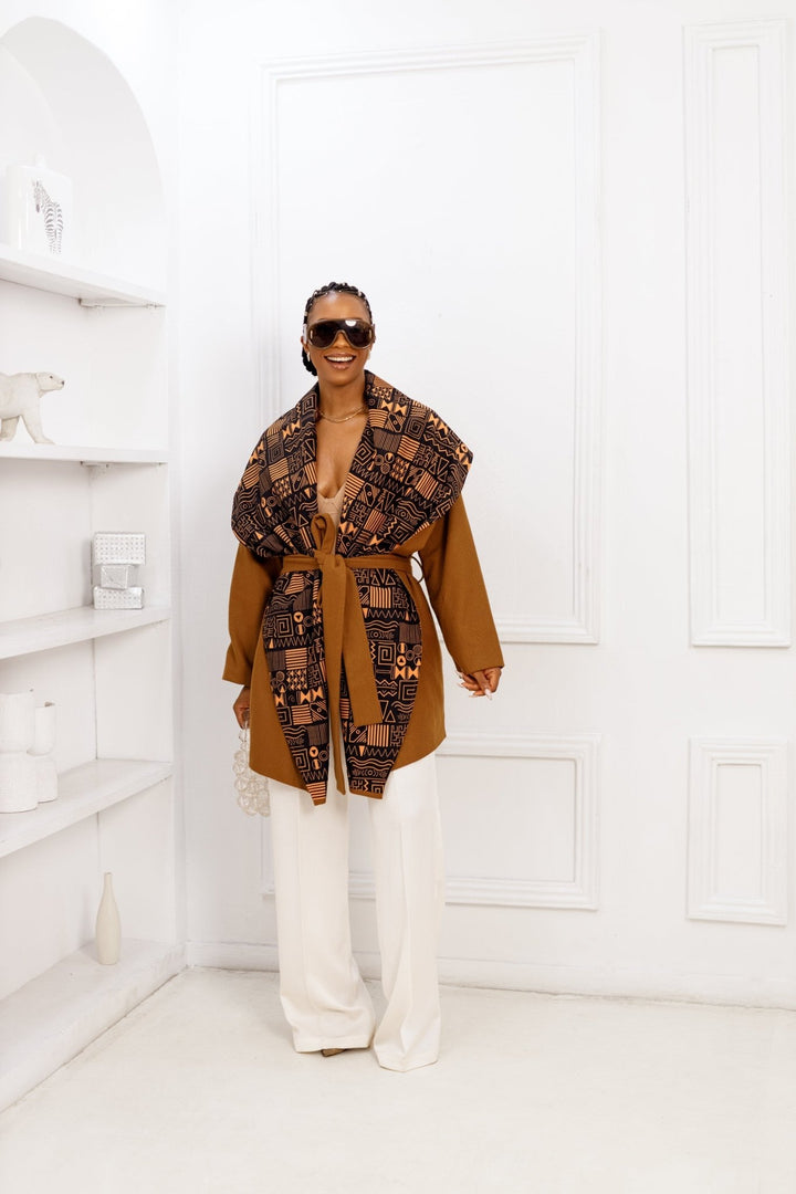 DONNA REVERSIBLE AFRICAN PRINT WOOL PONCHO - Especially Yours
