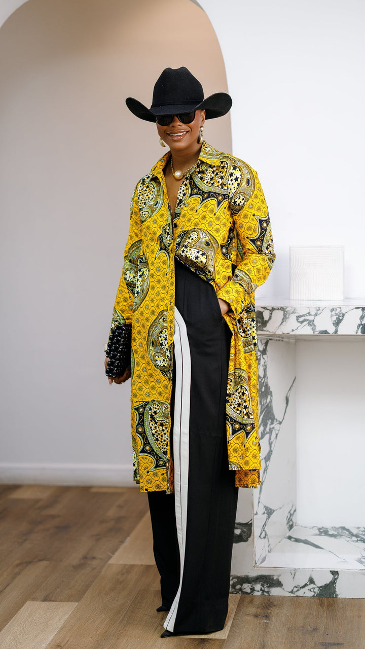 RHODA AFRICAN PRINT LONGLINE SHIRT