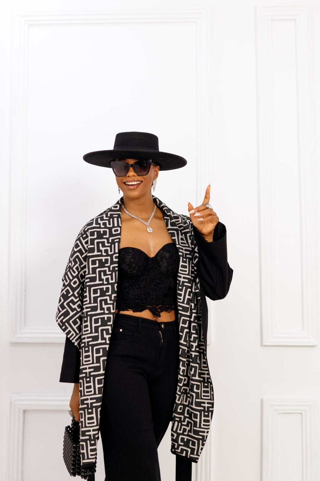 DONNA REVERSIBLE AFRICAN PRINT WOOL PONCHO [BLACK] - Especially Yours