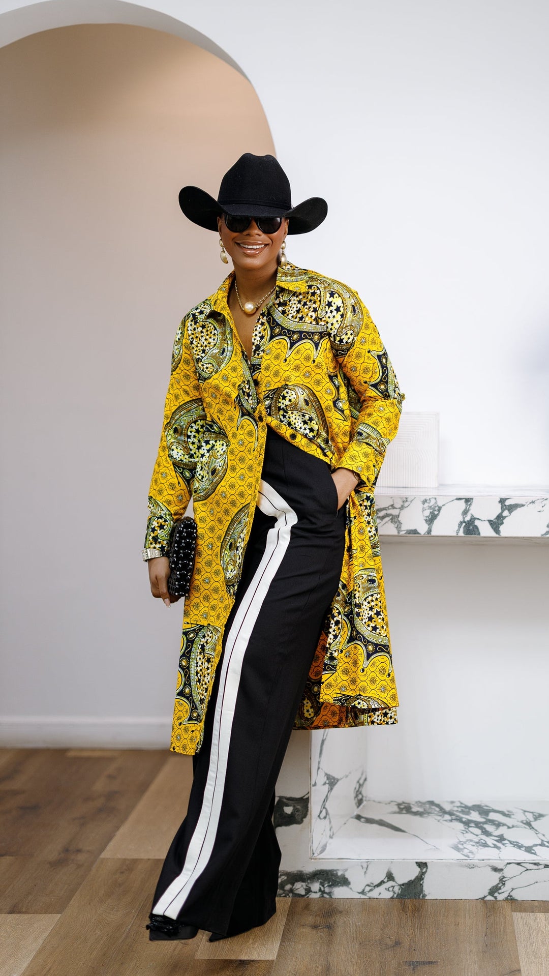 RHODA AFRICAN PRINT LONGLINE SHIRT