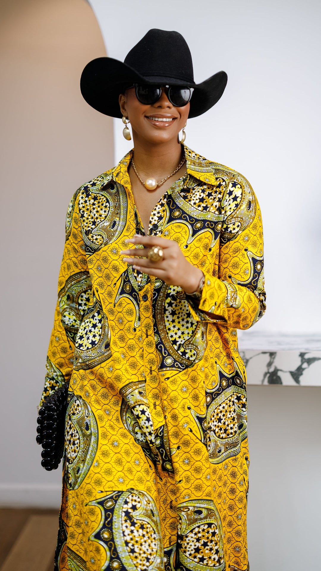 RHODA AFRICAN PRINT LONGLINE SHIRT