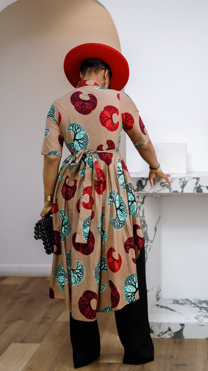 AFUA AFRICAN PRINT BUTTON-FRONT HIGH-LOW TOP [MULTICOLOR] - Especially Yours