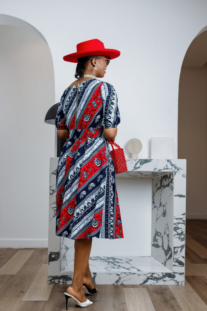 ROLU AFRICAN PRINT OFF SHOULDER DRESS [RED] - Especially Yours