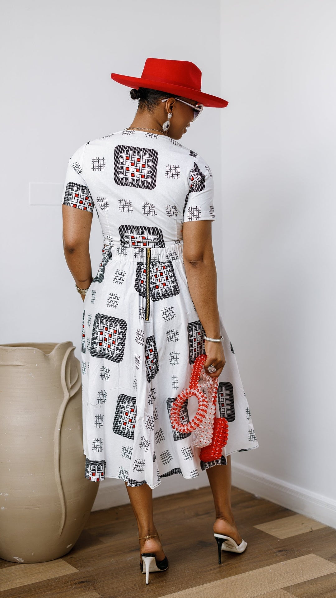 AMARA AFRICAN PRINT CROP TOP & MIDI SKIRT SET [WHITE]