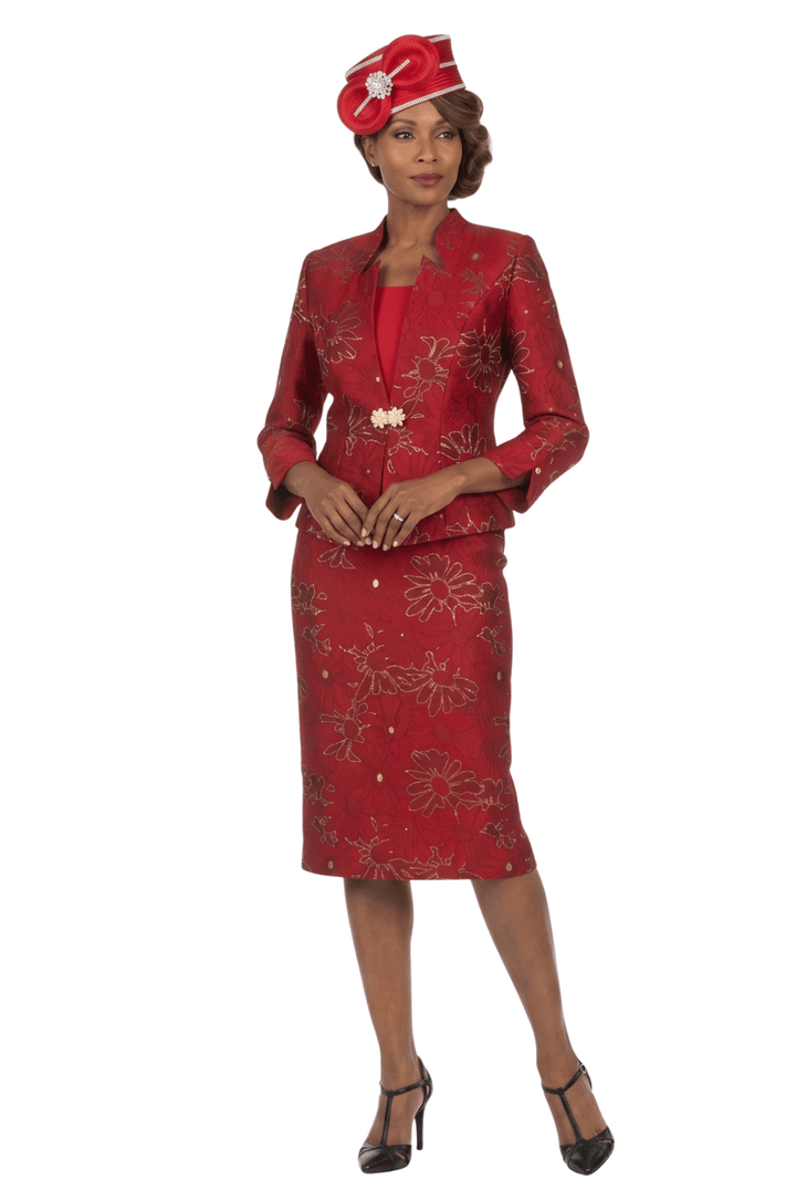3pc Brocade Emb Skrt Suit w/ Decor Ribbons-Plus - Especially Yours
