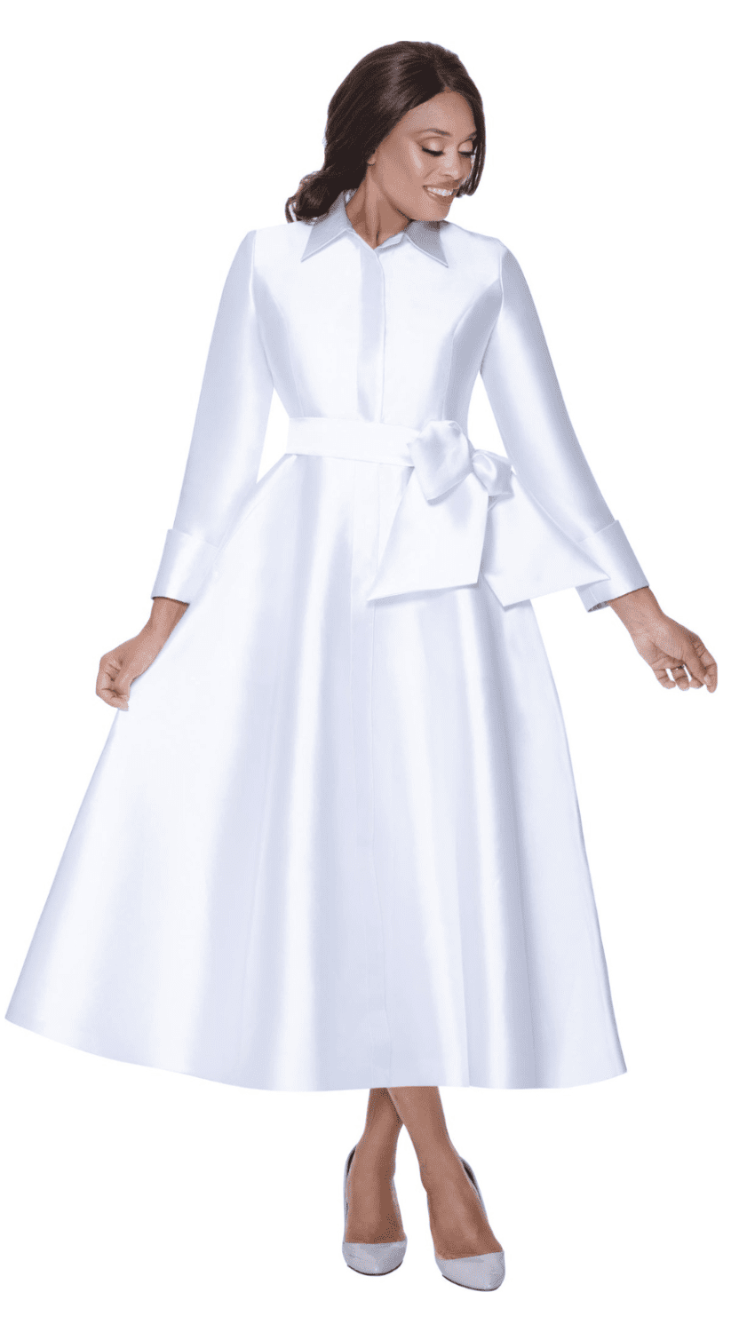 Simple Maxi Dress with Shirt Collar and Sash Belt DN100311 - Especially Yours White / 14 Simple Maxi Dress with Shirt Collar and Sash Belt DN100311 - Especially Yours White / 14