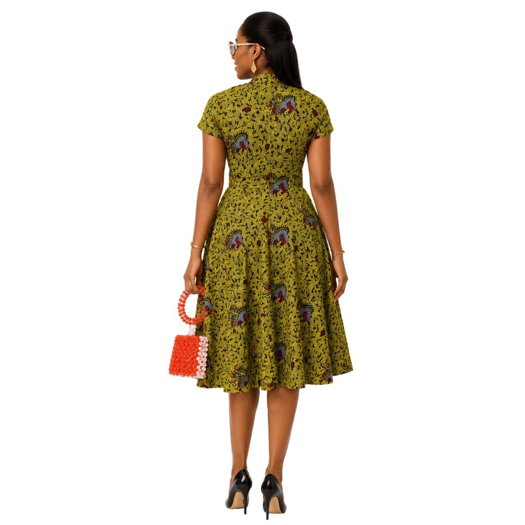 GINA AFRICAN PRINT MIDI DRESS [MULTICOLOR] - Especially Yours