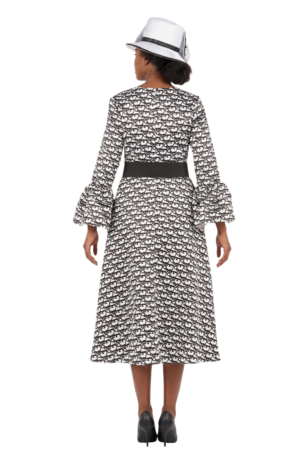 A-line Prt Dress in Silky Twill w/ Belt-Plus