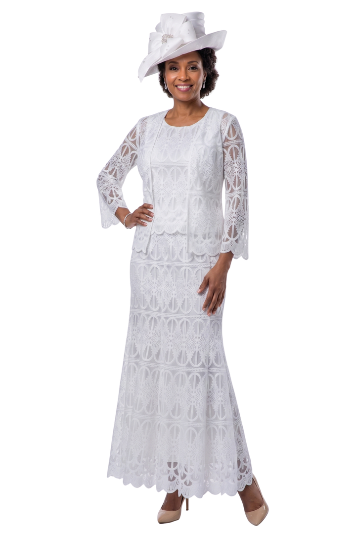 3pc Lux Lace Skirt Suit w/ Scallop Hems-Plus Size