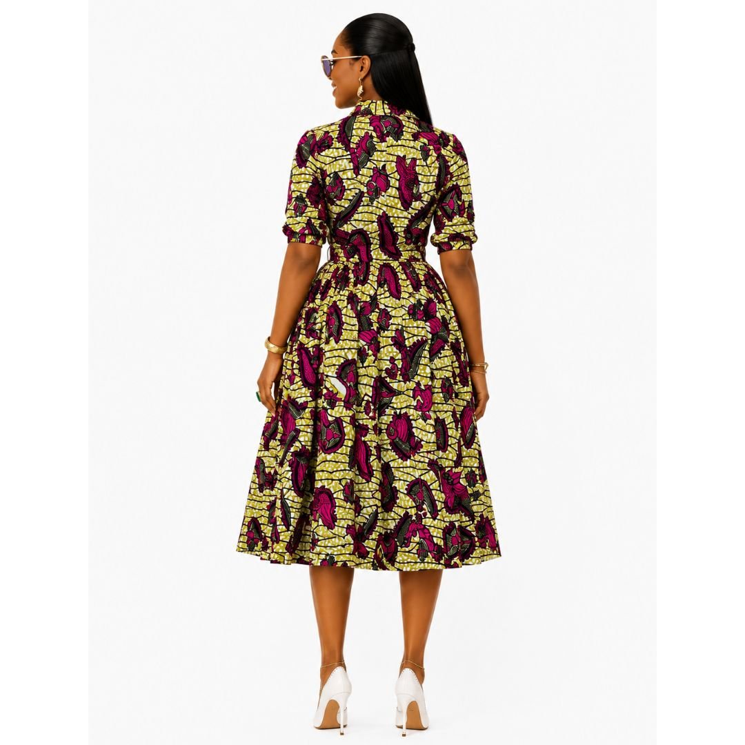 MOREMI AFRICAN PRINT BUTTON DOWN DRESS - Especially Yours
