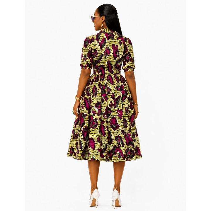 MOREMI AFRICAN PRINT BUTTON DOWN DRESS - Especially Yours