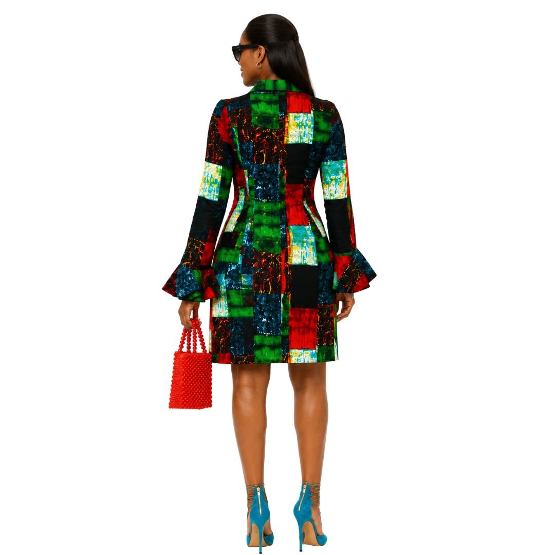 RERE AFRICAN PRINT BUTTON FRONT SHIRT DRESS [MULTICOLOR] - Especially Yours