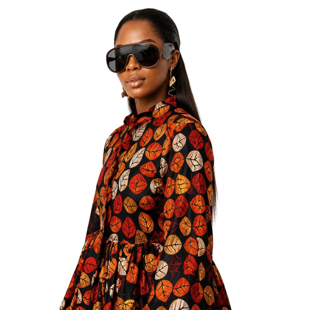 BIBI AFRICAN PRINT TIE NECK PEPLUM TOP [FLORAL] - Especially Yours