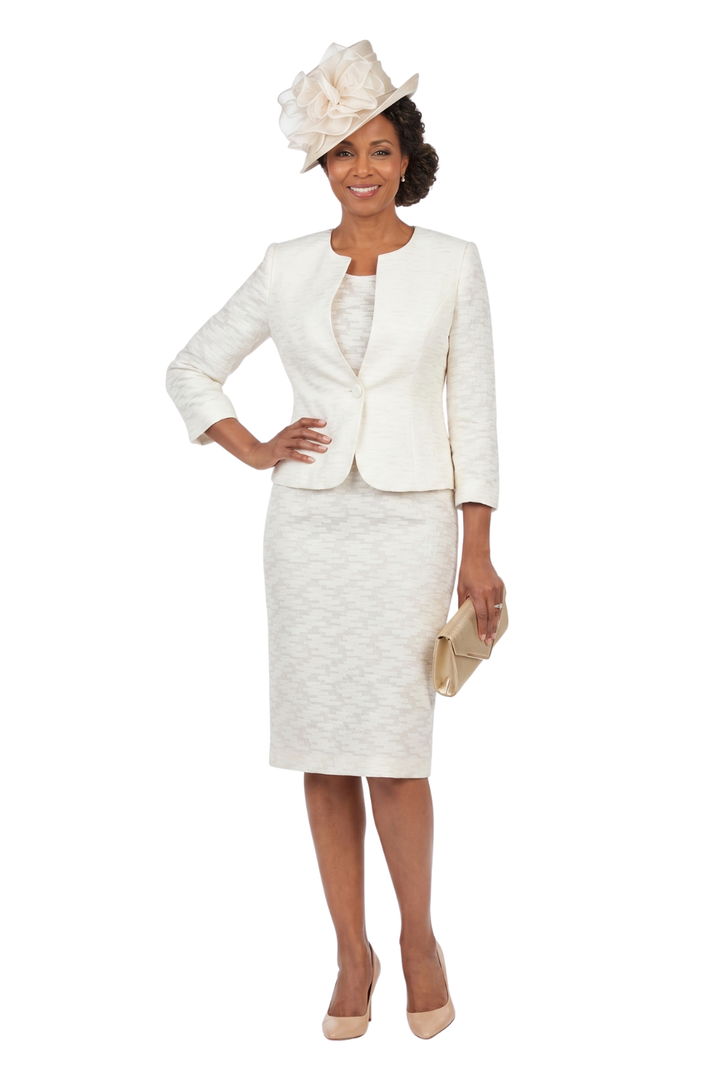 3pc Novelty Skirt Suit w/ Embellished Button - Plus Size