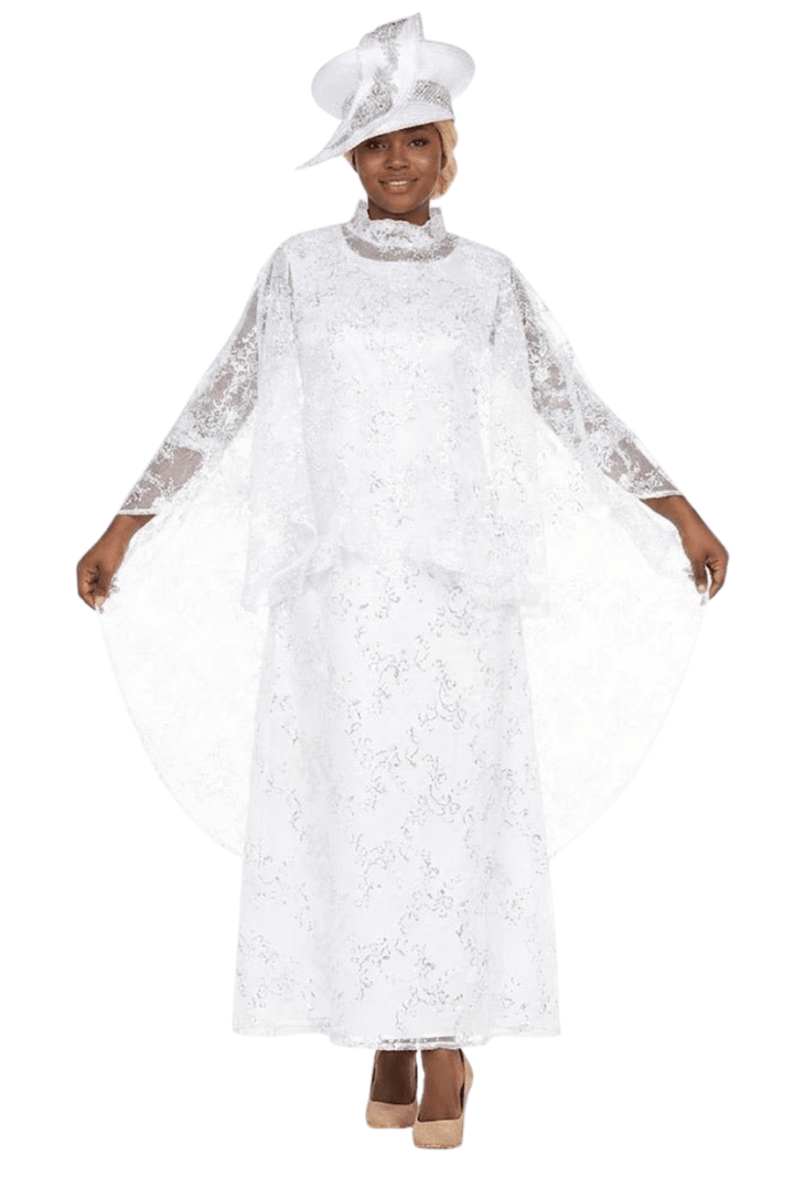 2pc Lux Sequined Lace Drs + Hi - low Cape - Plus - Especially Yours