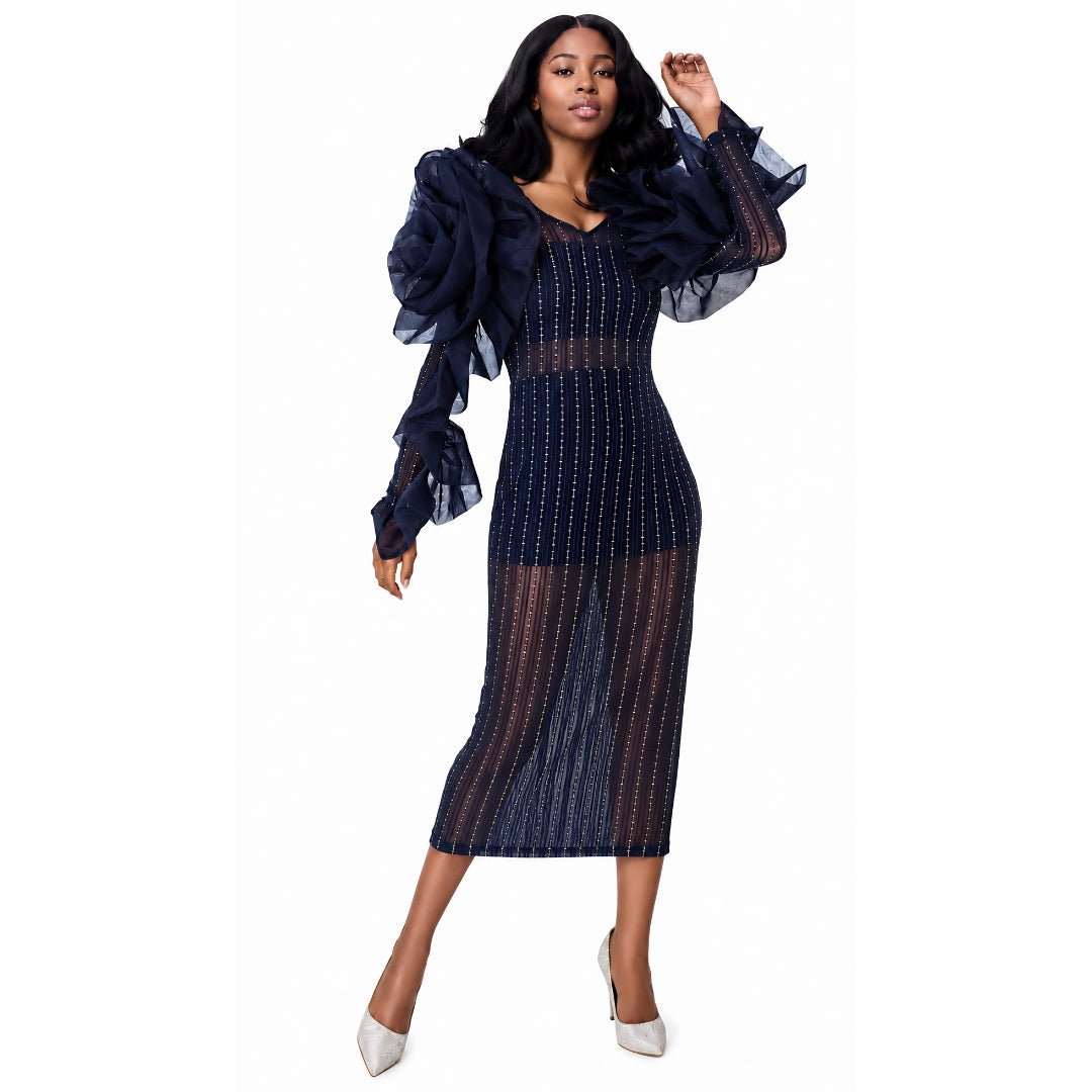 Sheer Ruffled Midi Dress - 82185 - Especially Yours