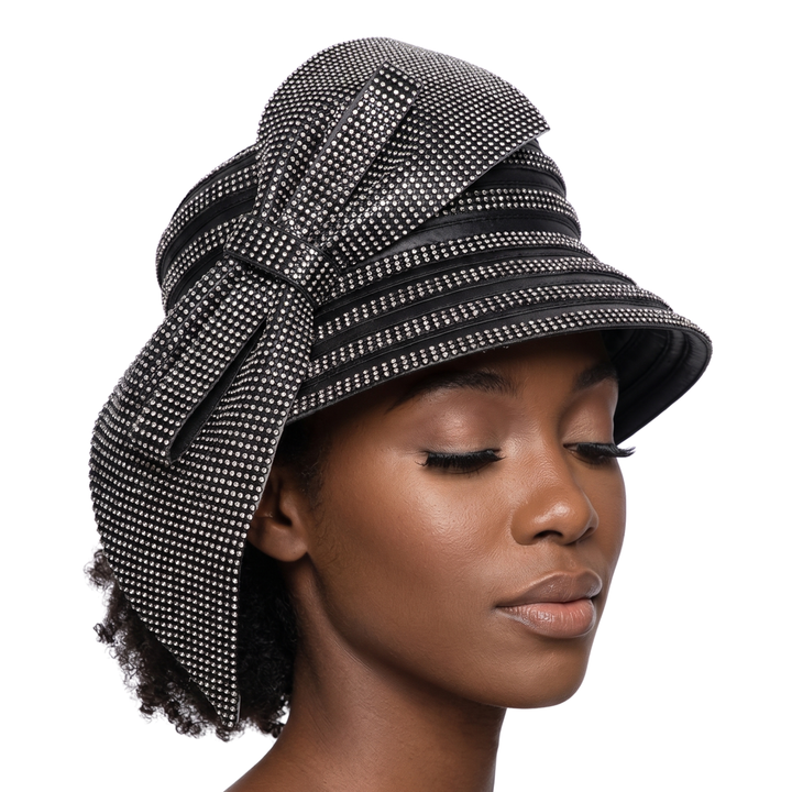 METALLIC OVSZ BOW STRIPED HAT