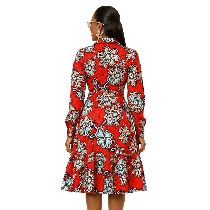 JUMOKE AFRICAN PRINT RUFFLE HEM SHIRT DRESS - Especially Yours