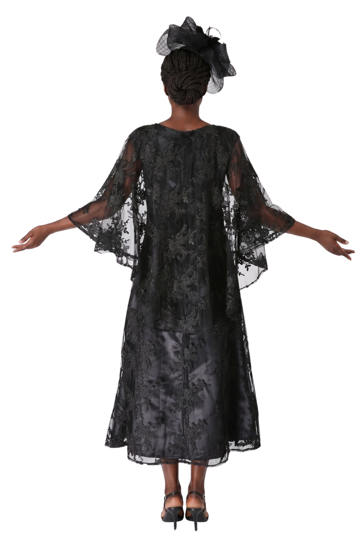 2pc Lace Dress & Hi-Lo Pull Over Lace Cape - Plus size
