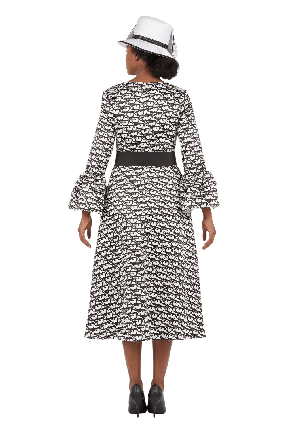 A - line Prt Dress in Silky Twill w/ Belt - Especially Yours