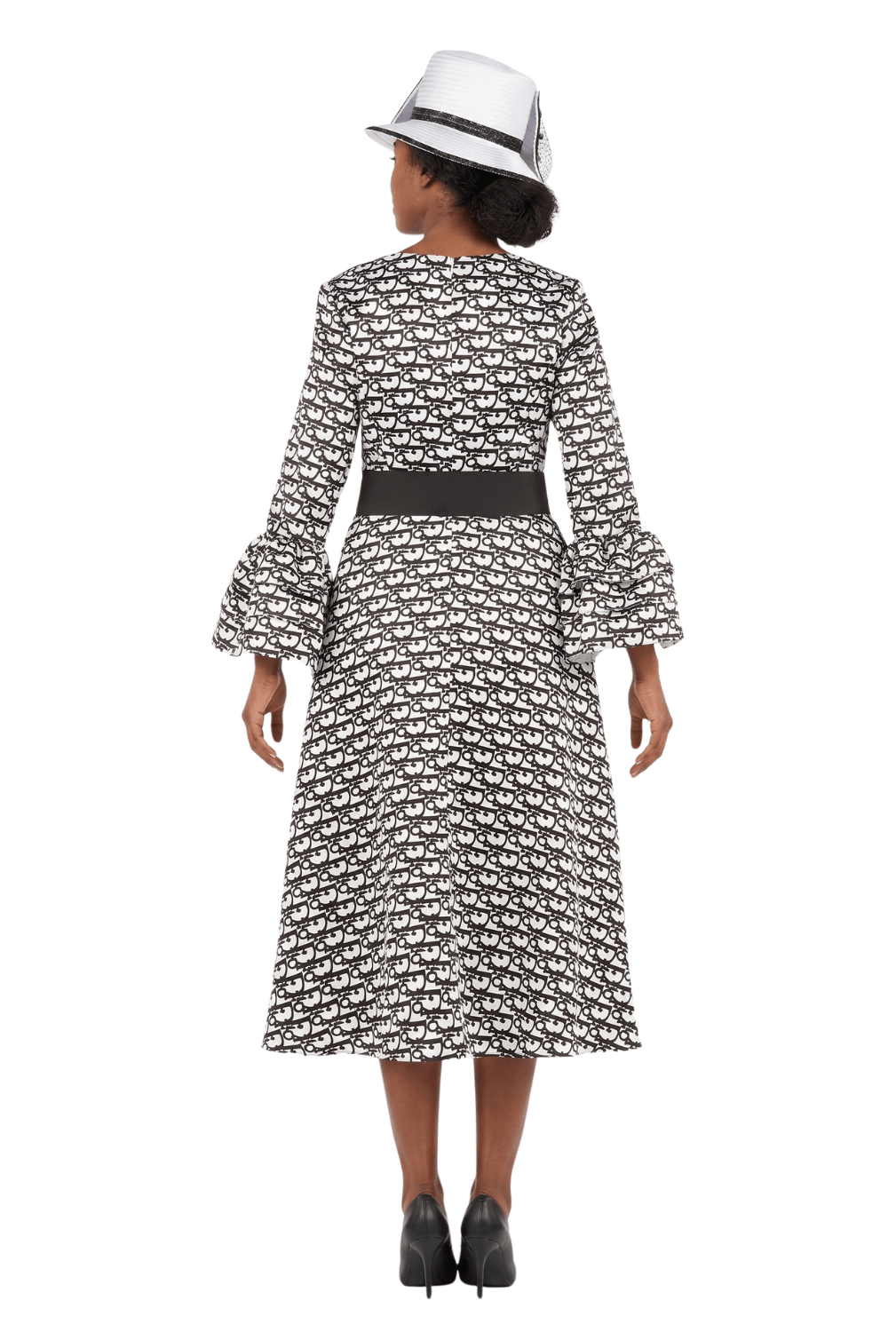 A - line Prt Dress in Silky Twill w/ Belt - Especially Yours