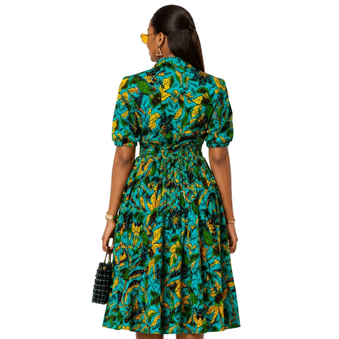 MOREMI AFRICAN PRINT BUTTON DOWN DRESS [MULTICOLOR] - Especially Yours