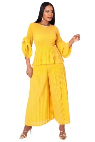 Ruched Sleeve Pleated Pantset - 82909 - Especially Yours