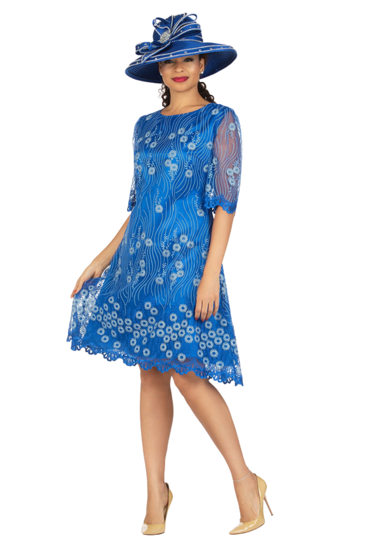 1pc Short Slv Lux Lace A-line Dress - Plus