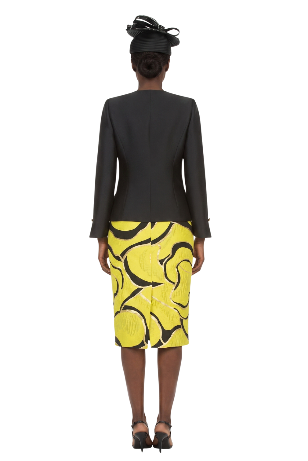 3pc Brocade+Silky Twill Skirt Suit w/ Beads