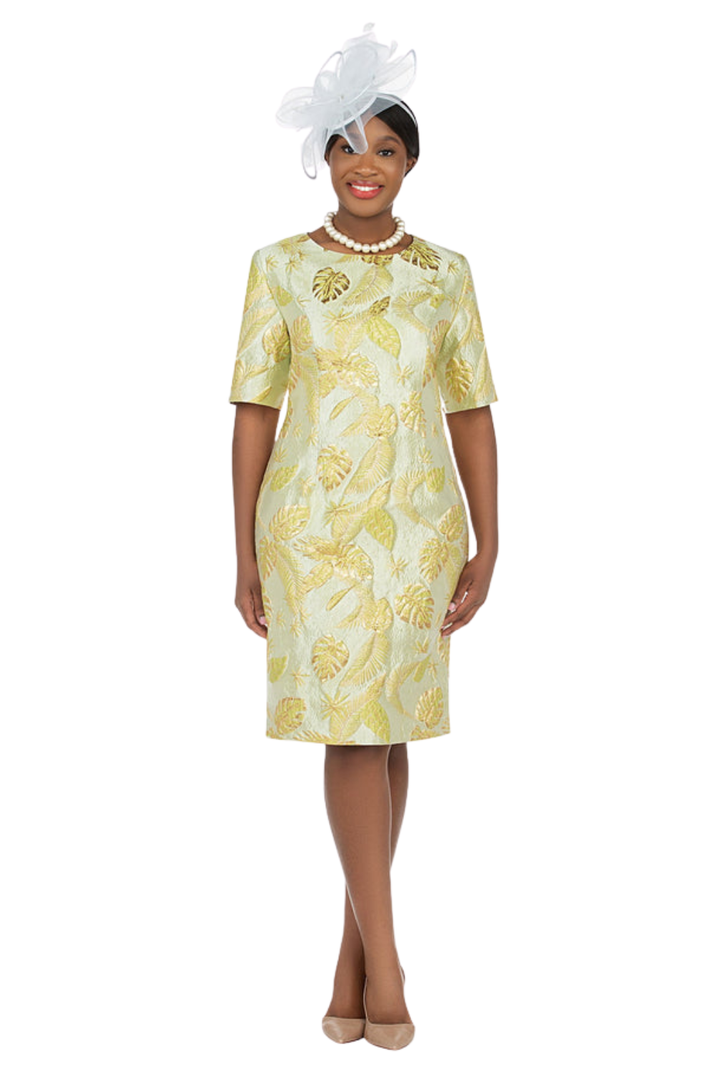Short Slv Brocade Sheath Dress - Plus