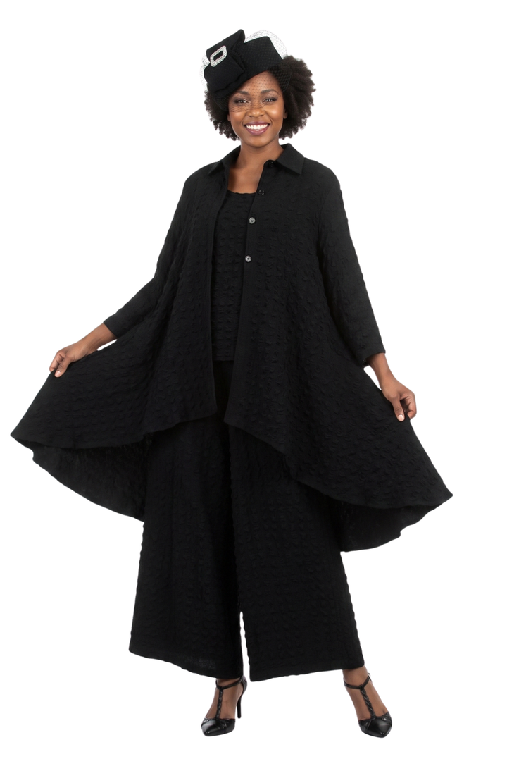 3pc Popcorn Hi-Lo Jkt, Cami, Culottes Set