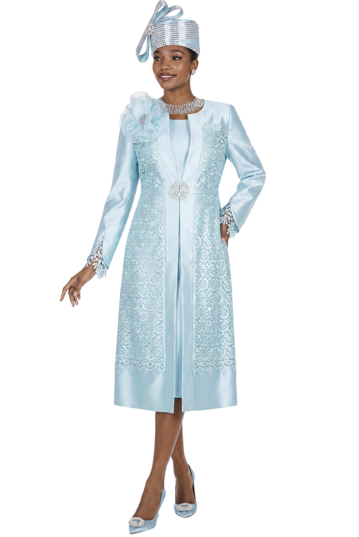 Elegant Embroidered Duster Dress Suit - 6359