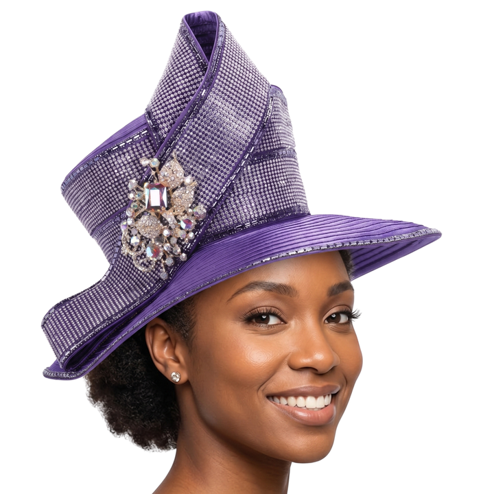 LARGE BRIM MASSIVE STONED RIBBON HAT