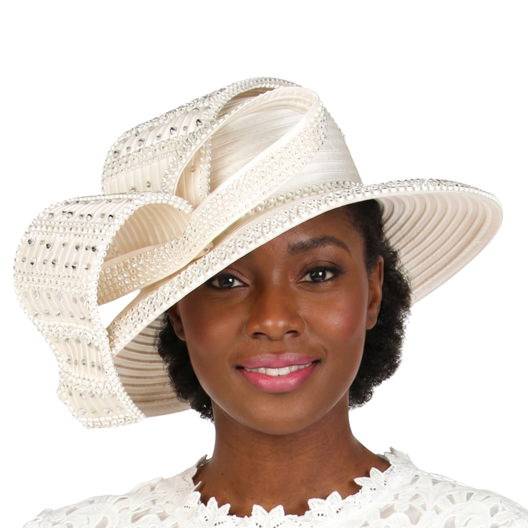 Wide Brim Hat w/ Rhinestone Decor