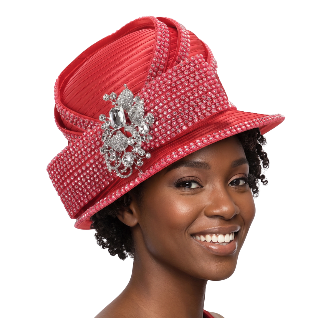 Small Brim Hat w/ Rhinestone Decor