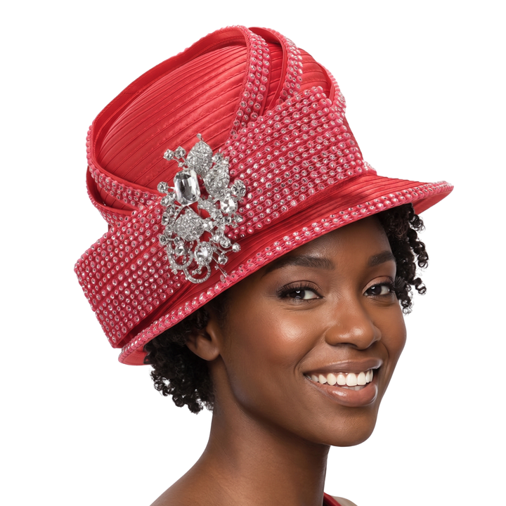 Small Brim Hat w/ Rhinestone Decor