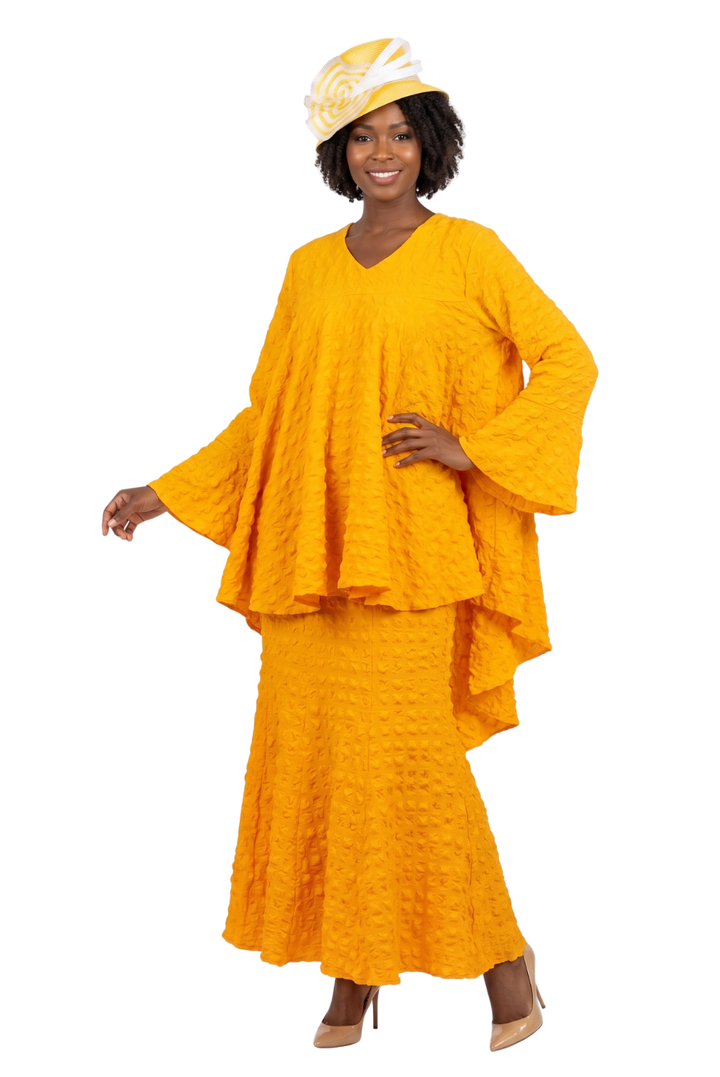 2pc Popcorn Full Flare Top & Skirt Set