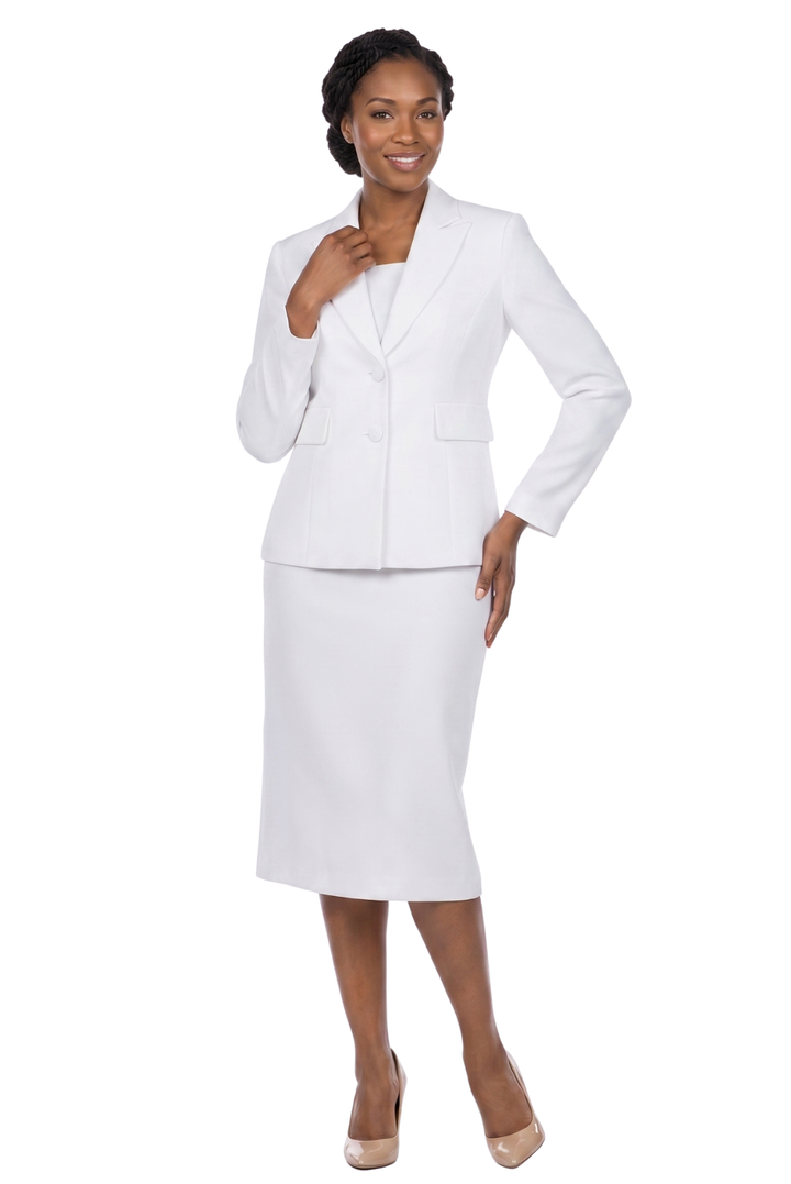 2pc Notch Collar 2-button Skirt Suit-Plus size
