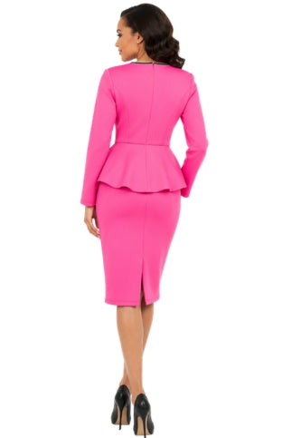 Elegant Scuba Peplum Sheath Dress w/ Stone Trim